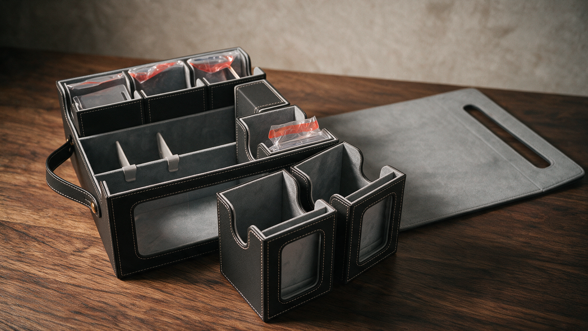 6-Deck TCG Carrying Case with Removable Deck Boxes & Dice Tray